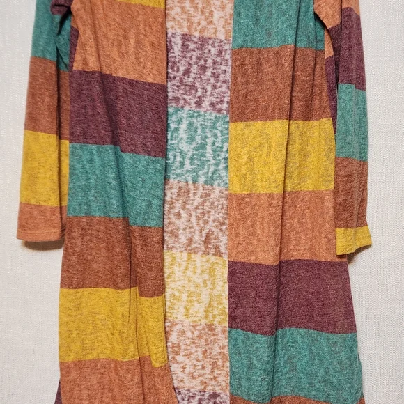 Jess Lea Striped Colorful Lightweight Duster Cardigan Long Sleeve Boho Small - Picture 3 of 9